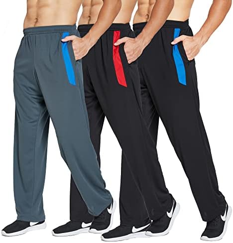 מכנסי טרנינג לגברים של לואל פרו עם כיסים מכנסי ספורט תחתונים פתוחים לריצה, אימון, חדר כושר, ריצה, אימון