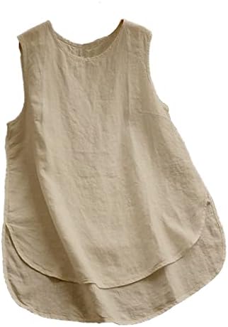 צמרות וחולצות נשים חולצות פשתן לנשים בתוספת פיצולים בצד גודל נושם צמרות בתוספת צמרות בגודל לנשים