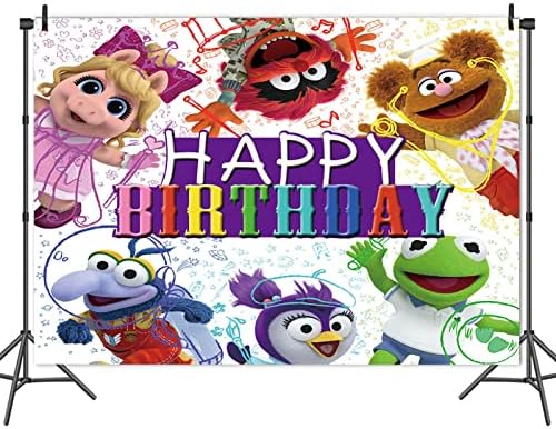 החבובות תינוקות יום הולדת שמח נושא תמונה רקע קריקטורה ספר לגיל הרך ילדים שמח מסיבת יום הולדת צילום תפאורות 5 * 3 רגל עוגת שולחן באנר תא