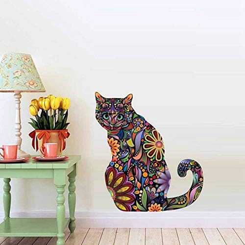 מיידאהוי חתול קיר מדבקות ייחודי צבעוני המנדלה פרח דפוס עיצוב מדבקות יפה חיות קיר מדבקות 11 סנטימטרים אמנות דקור לילדים חדר סלון בית קישוט