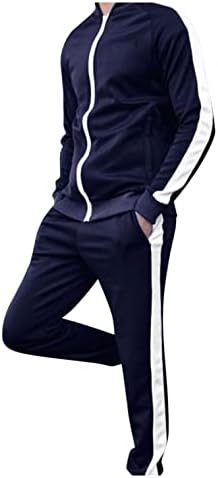 אימונית גברים של Utpo 2 חתיכות שרוול ארוך רוכסן רוכסן תלבושת אתלטית טלאים מכנסיים מכנסיים סטים מזדמנים