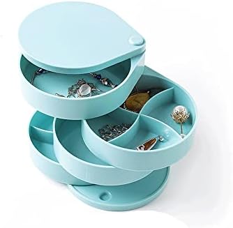מארגן תכשיטים של Jinzunbao, מחזיק עגיל קופסאות תכשיטים קטנות לנשים, תיבת אחסון תכשיטים 4 שכבות מסובבת מגש אחסון אביזרים תכשיטים עם מכסה