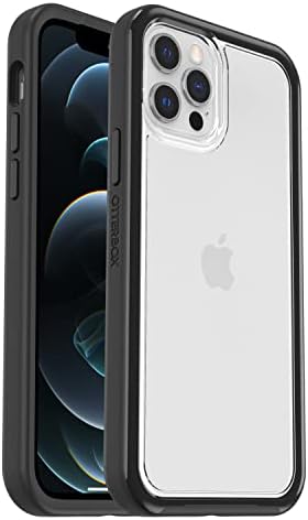 מקרה ברור של Otterbox עם קצה אחיזה צבעוני לאייפון 12/12 Pro - Crystal Black