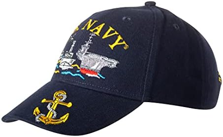 ארצות הברית חיל הים חיל הים האמריקני ספינה צי על ידי ים, אוויר ויבשה רקום כובע כובע - מתכוונן כחול