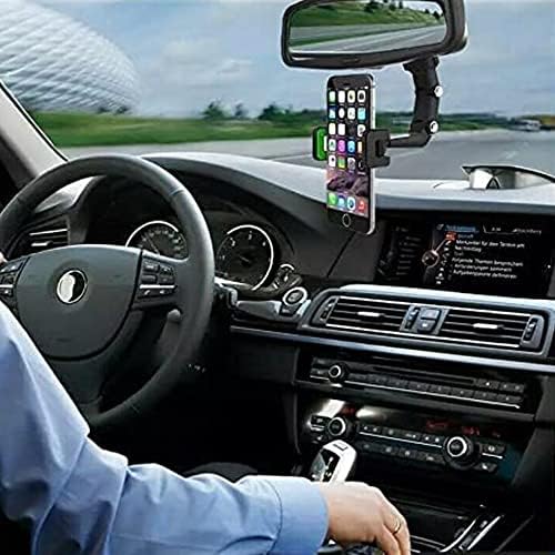 מחזיק טלפון של Oiperiey Multifunctional Mirror Mirror, מחזיק טלפון אחורי של 360 מחזיק מראה לרכב, מחזיק טלפון לרכב סיבוב ונשלף לכל הטלפונים