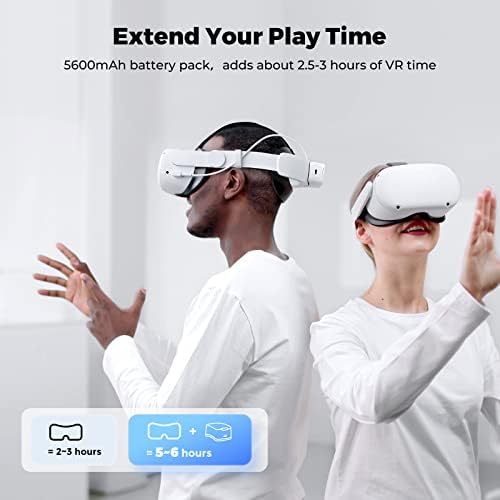 Gamulus 5600mAh רצועת ראש סוללה תואמת ל- Oculus Quest 2, חיבור מגנטי, טעינה מהירה, עיצוב ארגונומי ורצועת עילית נוחות מעולה, אביזרי VR