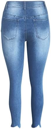 מכנסי ג'ינס רזים לנשים בכיסים אמצעיים כחולים קלאסיים מזדמנים בתוספת גודל מכנסי מכנסי מכנסיים