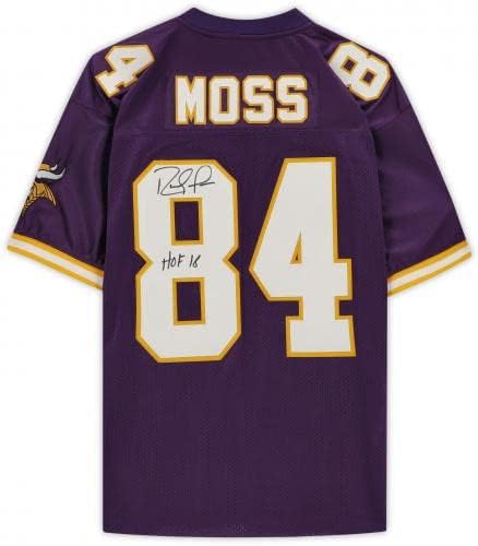 רנדי מוס מינסוטה ויקינגים חתימה את מיטשל ונס סגול ג'רזי אותנטי עם כתובת HOF 18 - גופיות NFL עם חתימה