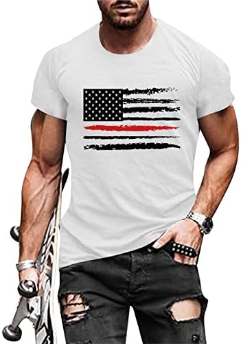 ג'יאינג דגל אמריקאי חולצת טריקו גברים קיץ דגל צוואר דגל צוואר מודפס חולצה שרוול קצר חולצה חולצה עליונה