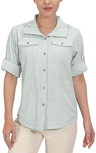 חמור חמור אנדי לנשים UPF 50+ חולצת הגנה על UV, חולצת טיול דיג עם שרוול ארוך נשימה, טק אוויר-חורים