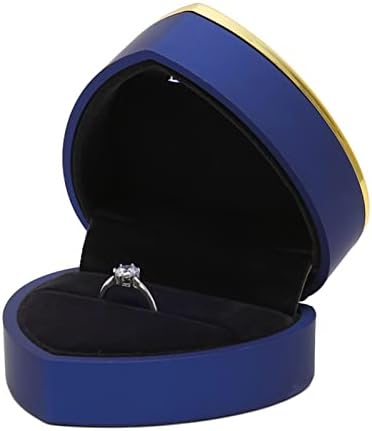 קופסת מתנה טבעות, אחסון תכשיטים נוהרים רכים טבעות מוארות אלגנטיות בלב מעוצב לימי נישואין