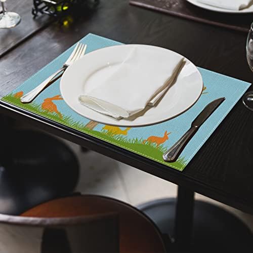 Botb lihm פסחא פסקימטים סט של 6 קישוטים שולחן אוכל הוא קם צלב דתי נוצרי ישו 12x18 אינץ 'מחצלת מסיבת אביב עיצוב מטבח בית