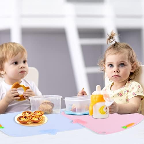 מפיות סיליקון לפעוטות, עמידות בפני כתמים לתינוק החלקה ומזרני מזון לילדים אוכלים מחצלת שולחן עם 2 חבילות