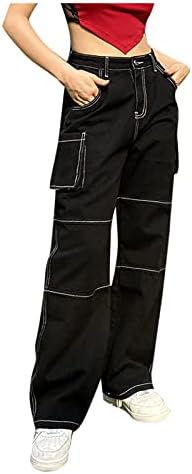 מכנסי מטען של נשים קסילוצ'ר מכנסיים למתיחת נשים מכנסי כושר נשים מכנסיים נמתחים מכנסי ג'ינס אופנוען מותניים גבוהים מכנסי ג'ין מכנסיים