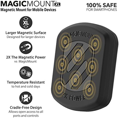 Scosche Magtfm2 MagicMount XL מחזיק הרכבה אוניברסלית סומק למכשירים ניידים, שחור ומג'רקסרי MagicMount ערכת צלחת החלפת הרכבה מגנטית למחזיקי