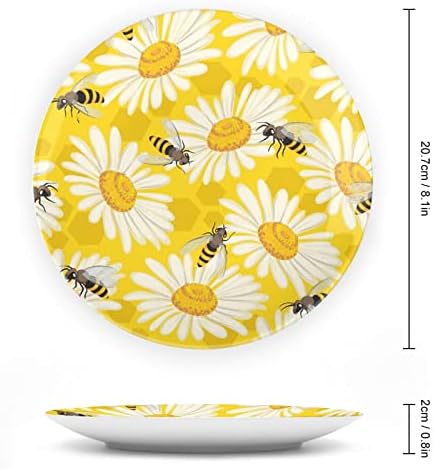 דבורת דבש על פרח חיננית עצם מצחיק סין צלחת דקורטיבית צלחות קרמיקה עגול