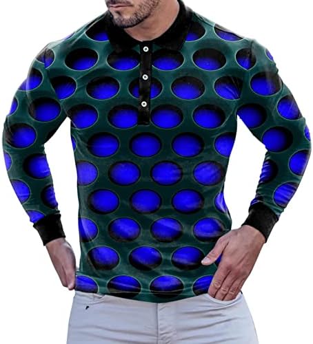 חולצות פולו דיגיטליות לתלת מימד של ZDDO גברים, רחוב אמנות גרפיקה מצחיק כפתור הצוואר שריר צוואר דק מתאים טניס ספורט גולף צמרות