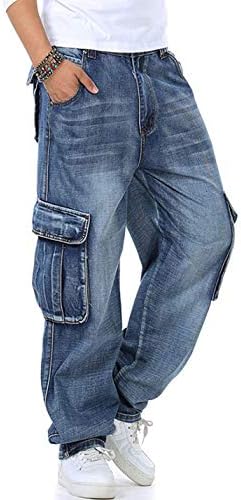 יוקו יוקו מזדמן מזדמן היפ הופ רופף ג'ינס מכנסי מכנסי מכנסיים עם כיסי מטען