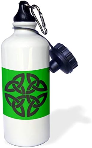 3drose celtic dara קשר אלון עתיק באפור על ירוק - בקבוקי מים