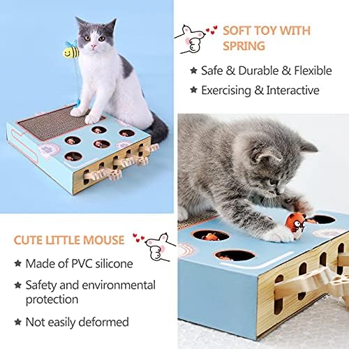 צעצועי ציד חתולים Usuid, משחק שומה מקורה, מבוך עץ מוצק, אימוני טחינה טופר, מאפשר לך אינטראקטיבי עם החתול, כחול, MA001,14.2x10.2x2.3 אינץ