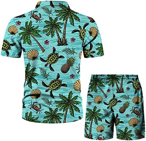 חליפת מסלול מזדמנים של ג'ינפה גברים גברים אביב קיץ קיץ חוף מזדמן מכופת מכופת מכופפת חולצה קצרה מודפסת מכנסיים קצרים 3 N