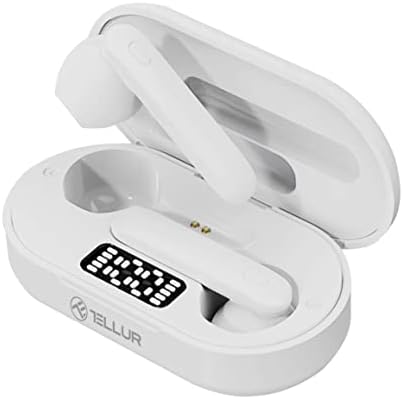 Tellur Flip Bluetooth אוזניות עם מארז טעינה, BT 5.0, בקרת מגע למוזיקה ושיחות, HD Hi-Fi צליל, נהגי 13 ממ עם Bass Boost, קל משקל 4 GR, USB-C,